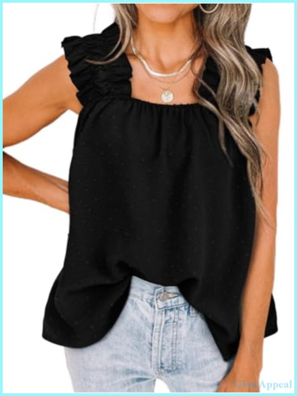 Boho Floral Ruffle Tank Top Women Sleeveless Pleated Square Neck Summer Casual